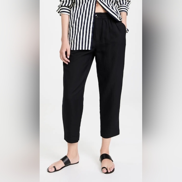 Madewell Pants - Madewell Linen Blend Black Track Trousers